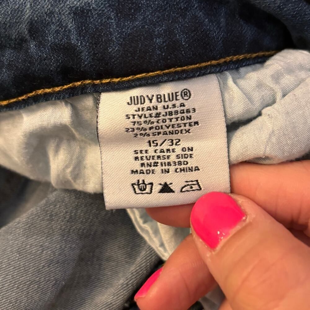 Judy Blue Skinny Fit Distressed Jeans Medium Wash Stretch 15/32 Boho Y2K - Picture 7 of 7